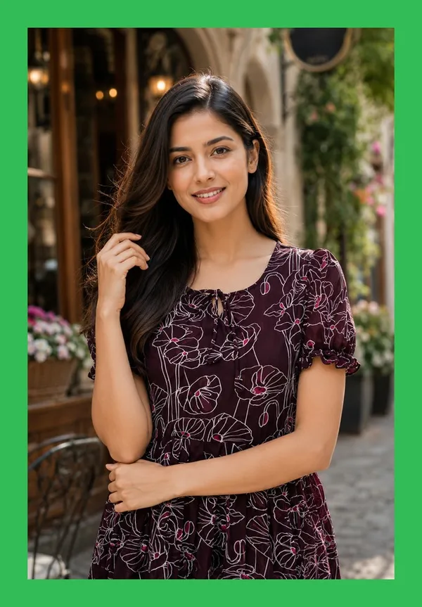 Maroon_Floral_Print_Short_Sleeve_Dress_for_Women