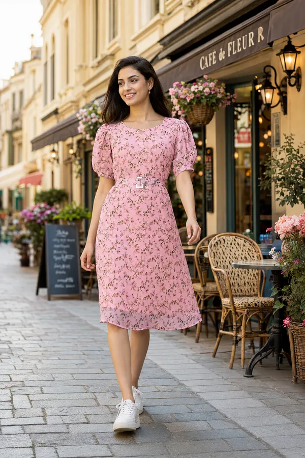 Pink_Floral_Puff_Sleeve_Midi_Dress_for_Women