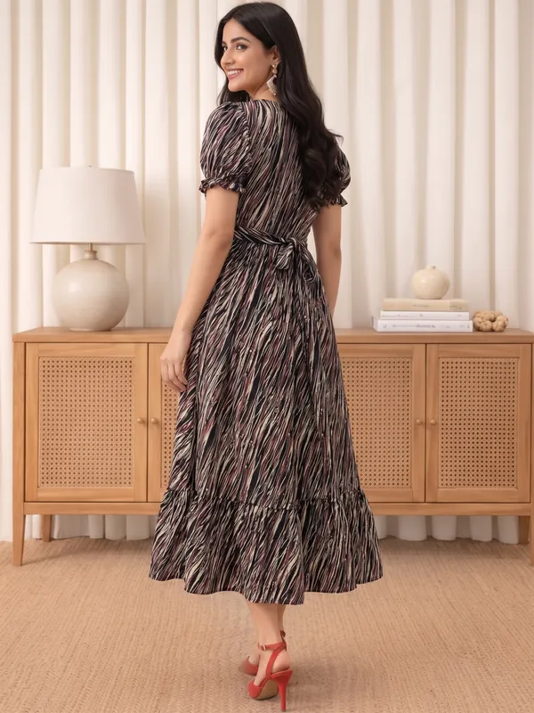 Black_Printed_Short_Sleeve_Dress_for_Women