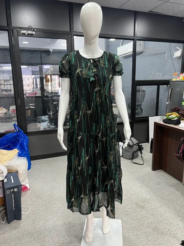 Green_Georgette_Printed_Puff_Sleeve_Maxi_Dress_For_Women