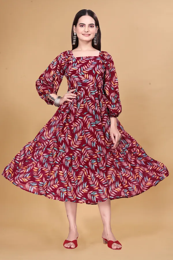Maroon_Printed_Fit_And_Flare_Dress_for_Women
