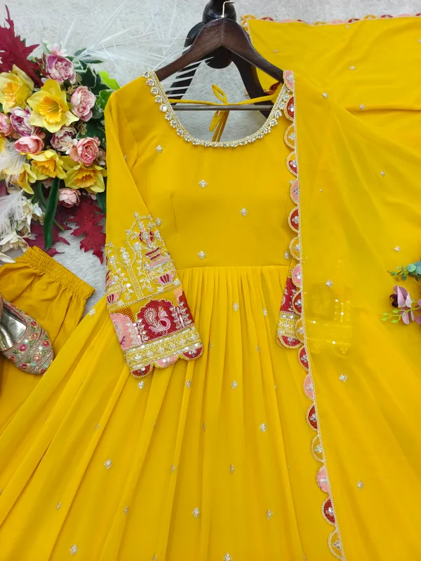 Yellow_Embroidered_Anarkali_Suit_Set_For_Women