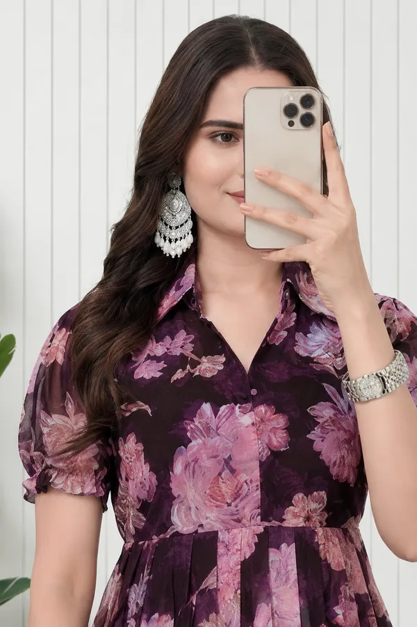 Purple_Georgette_Floral_Print_Fit_And_Flare_Dress_For_Women