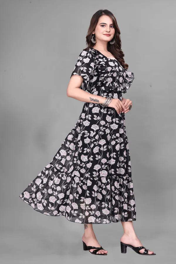 Black_Georgette_Floral_Fit_And_Flare_Dress_For_Women