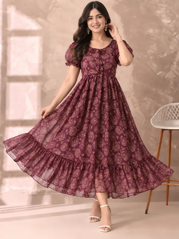 Maroon_Georgette_Floral_Print_Fit_And_Flare_Midi_Dress_For_Women