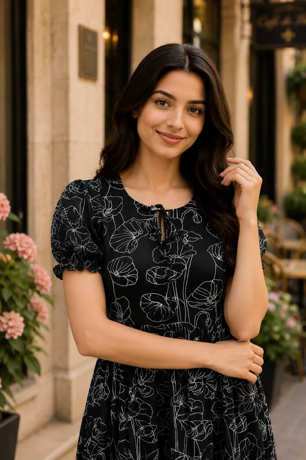 Black_Floral_Print_Fit_And_Flare_Dress_for_Women