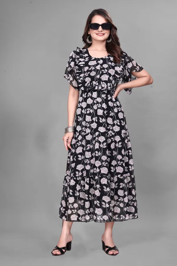 Black_Floral_Fit_And_Flare_Dress_for_Women