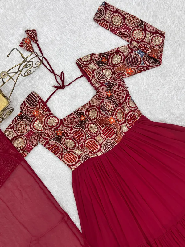 Maroon_Embroidered_Anarkali_Dress_For_Women