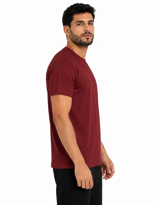 Unisex_Plain_Cotton_Blend_Round_Neck_T-Shirt