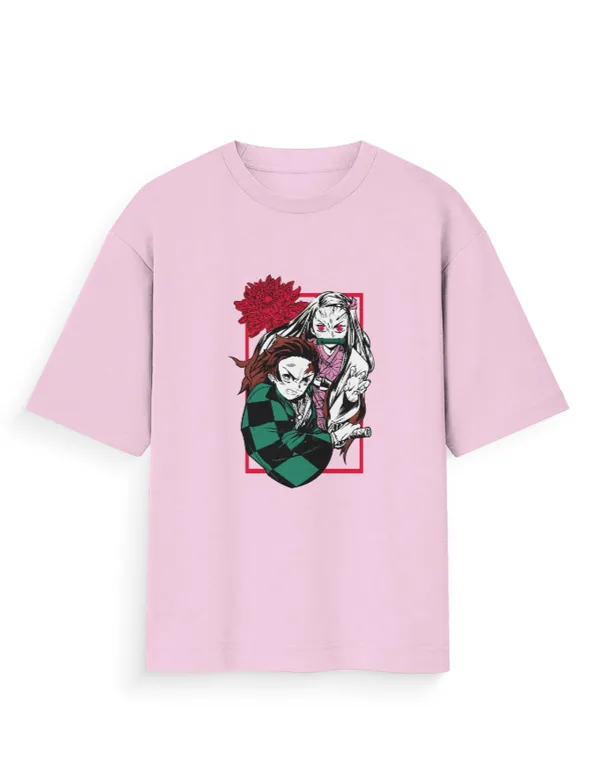 TANJIRO_KAMADO_&_NEZUKO_KAMADO_Unisex_Oversized_Anime_Graphic_T-Shirt