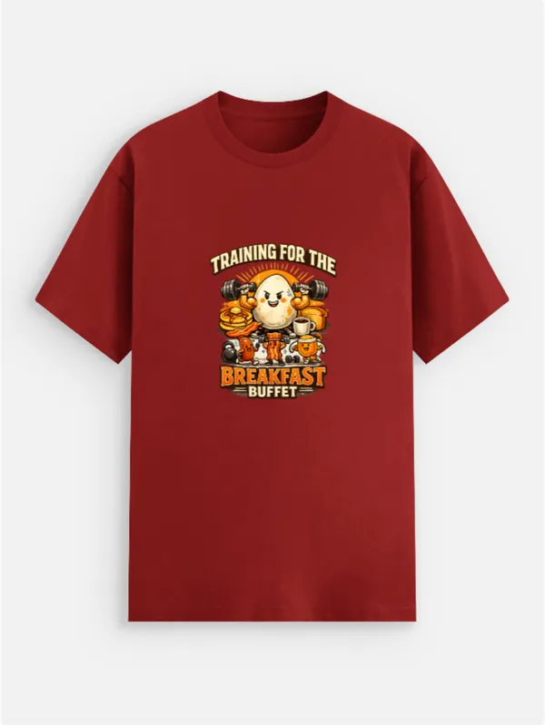 Breakfast_Buffet_Cotton_Graphic_Print_Round_Neck_T-Shirt