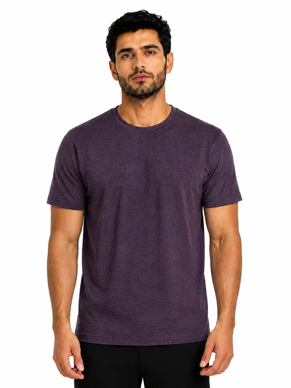 Unisex_Plain_Cotton_Blend_Round_Neck_T-Shirt