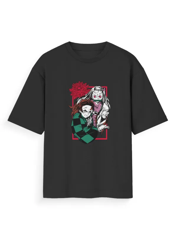 TANJIRO_KAMADO_&_NEZUKO_KAMADO_Unisex_Oversized_Anime_Graphic_T-Shirt