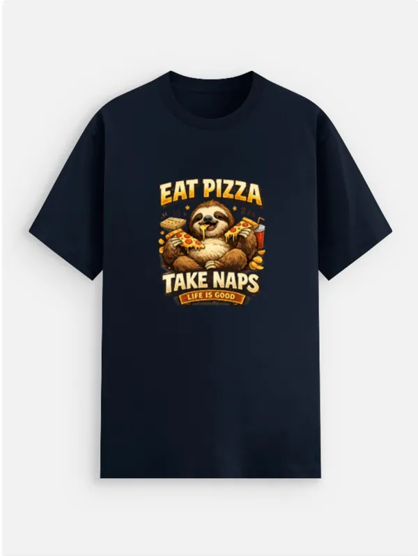 Eat_Pizza__Cotton_Graphic_Print_Round_Neck_T-Shirt