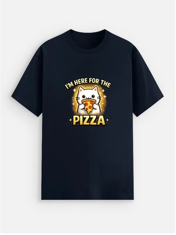 I'm_here_For_The_Pizza_Cotton_Blend_Graphic_T-Shirt