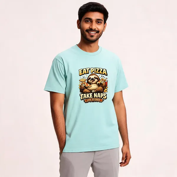 Eat_Pizza__Cotton_Graphic_Print_Round_Neck_T-Shirt