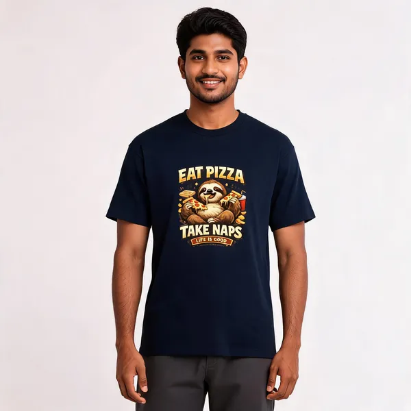 Eat_Pizza__Cotton_Graphic_Print_Round_Neck_T-Shirt