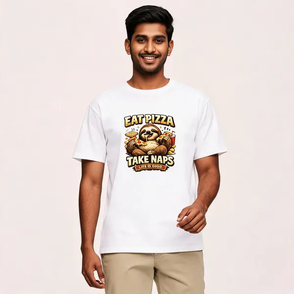 Eat_Pizza__Cotton_Graphic_Print_Round_Neck_T-Shirt