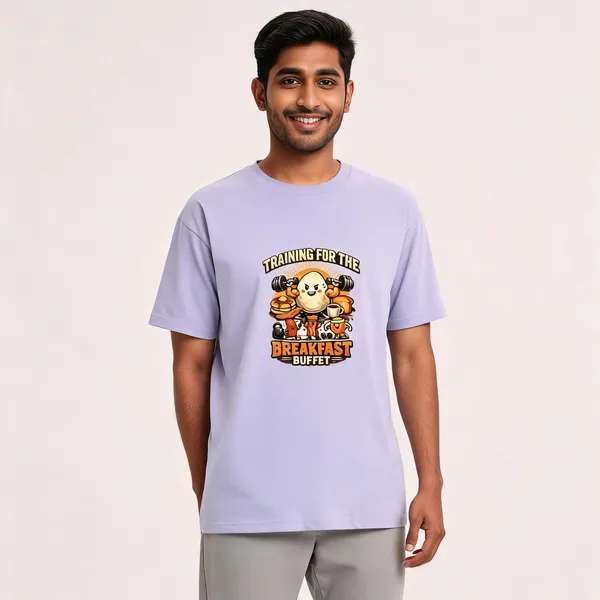 Breakfast_Buffet_Cotton_Graphic_Print_Round_Neck_T-Shirt
