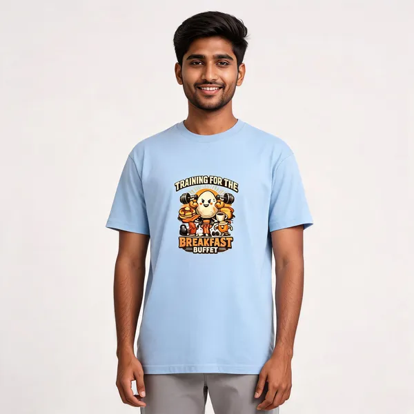 Breakfast_Buffet_Cotton_Graphic_Print_Round_Neck_T-Shirt