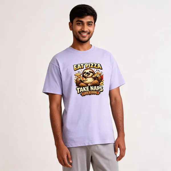 Eat_Pizza__Cotton_Graphic_Print_Round_Neck_T-Shirt