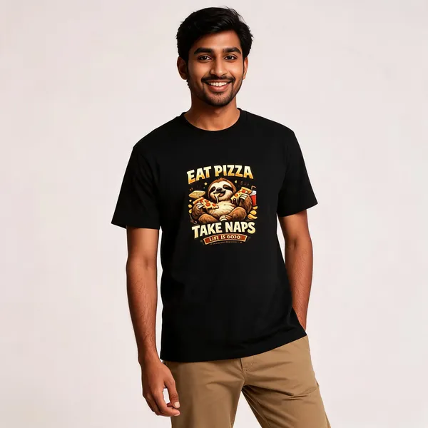 Eat_Pizza__Cotton_Graphic_Print_Round_Neck_T-Shirt