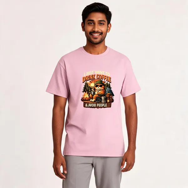 Drink_Coffee__Cotton_Graphic_Print_Round_Neck_T-Shirt