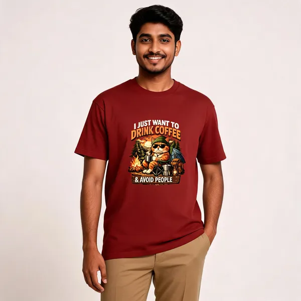 Drink_Coffee__Cotton_Graphic_Print_Round_Neck_T-Shirt