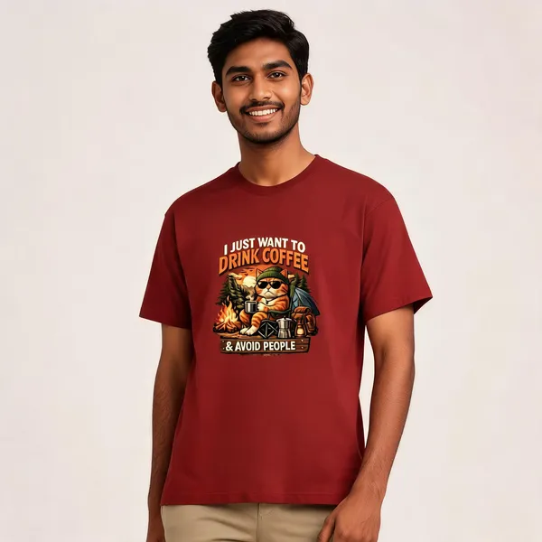 Drink_Coffee__Cotton_Graphic_Print_Round_Neck_T-Shirt