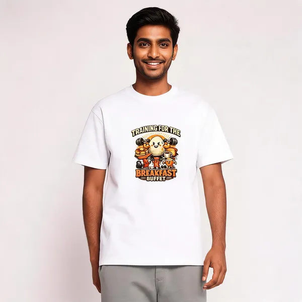Breakfast_Buffet_Cotton_Graphic_Print_Round_Neck_T-Shirt