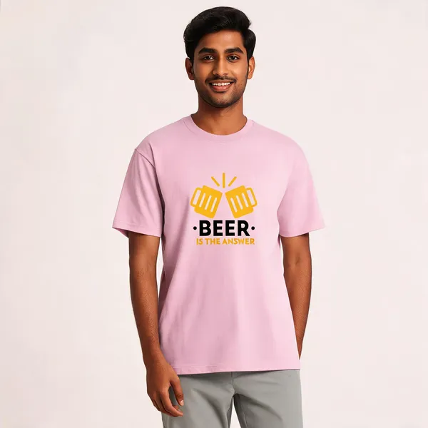 Beer_Is_The_Answer_Cotton_Graphic_Print_Round_Neck_T-Shirt