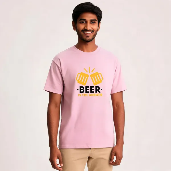 Beer_Is_The_Answer_Cotton_Graphic_Print_Round_Neck_T-Shirt