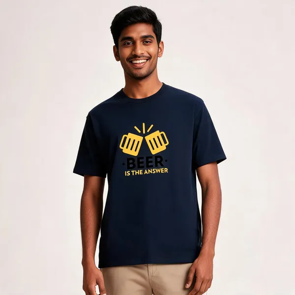 Beer_Is_The_Answer_Cotton_Graphic_Print_Round_Neck_T-Shirt