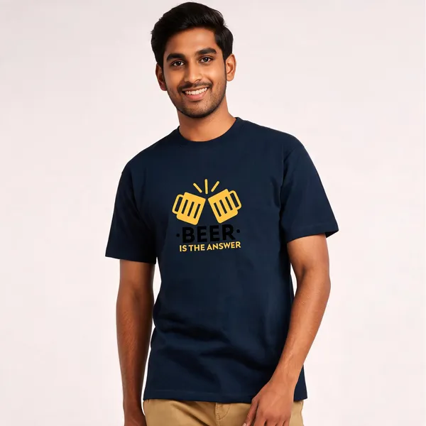 Beer_Is_The_Answer_Cotton_Graphic_Print_Round_Neck_T-Shirt