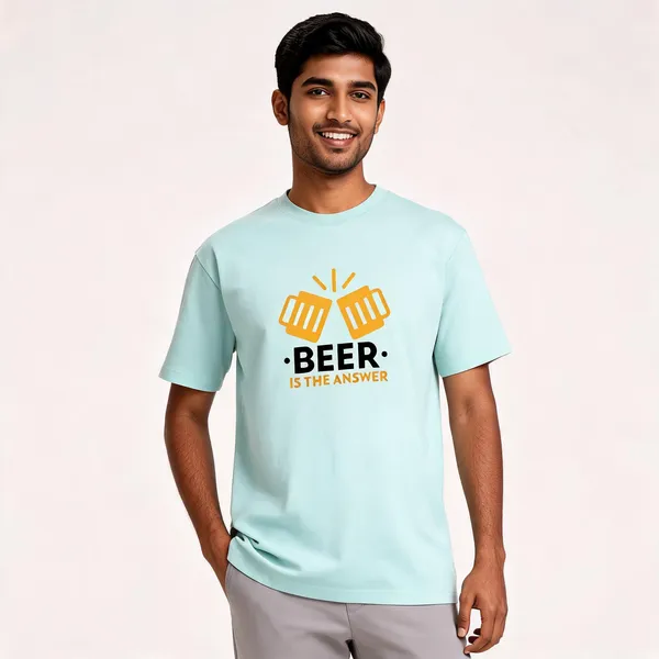 Beer_Is_The_Answer_Cotton_Graphic_Print_Round_Neck_T-Shirt