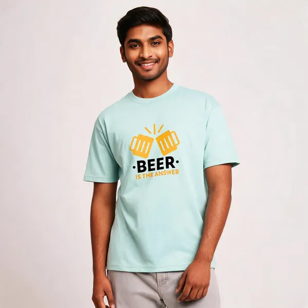 Beer_Is_The_Answer_Cotton_Graphic_Print_Round_Neck_T-Shirt