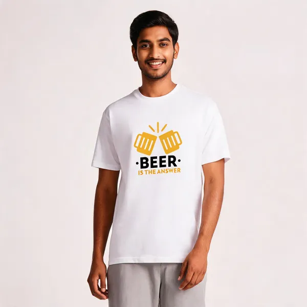Beer_Is_The_Answer_Cotton_Graphic_Print_Round_Neck_T-Shirt