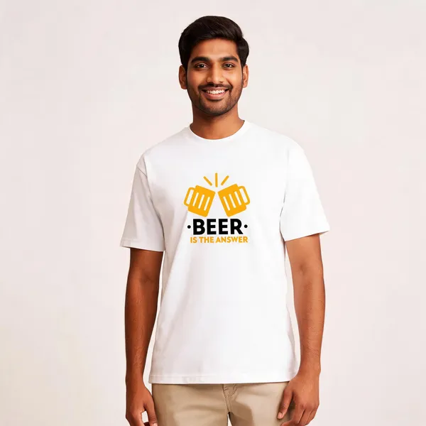 Beer_Is_The_Answer_Cotton_Graphic_Print_Round_Neck_T-Shirt
