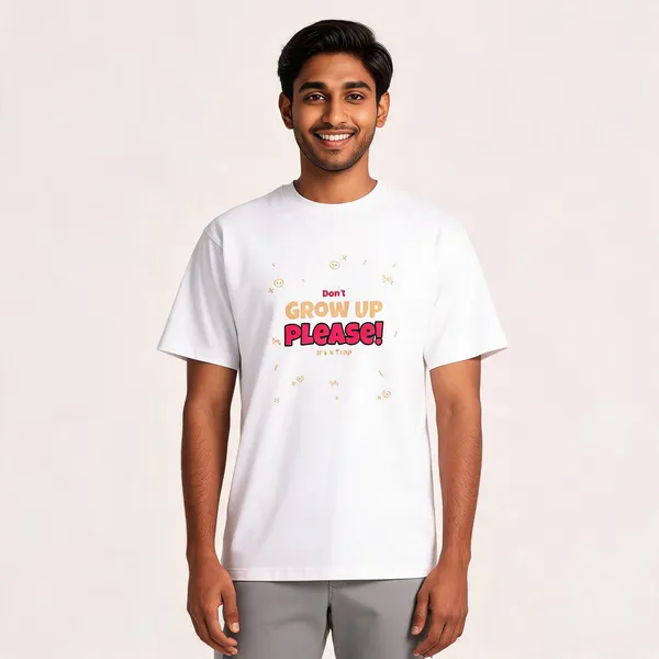 Don't_Grow_Up_Please_Cotton_Graphic_Print_Round_Neck_T-Shirt