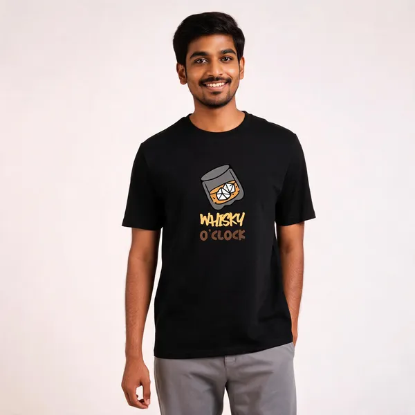Whisky_O'Clock_Cotton_Round_Neck_Graphic_Print_T-Shirt