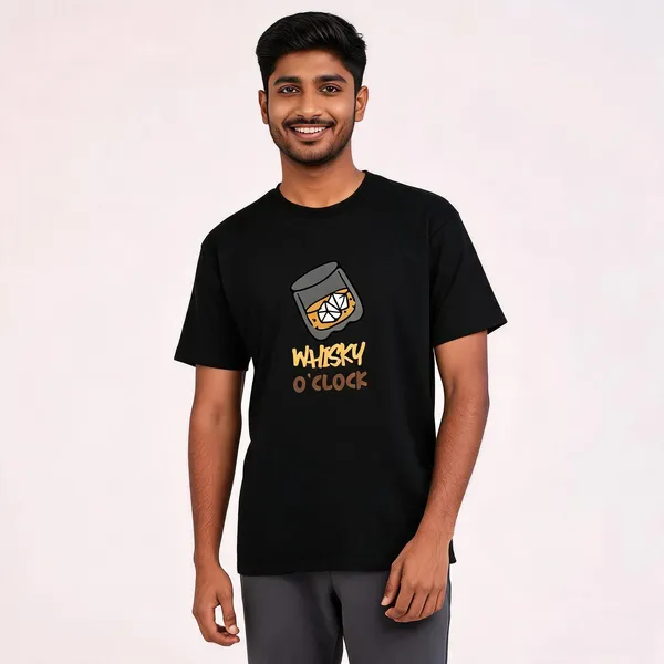 Whisky_O'Clock_Cotton_Round_Neck_Graphic_Print_T-Shirt