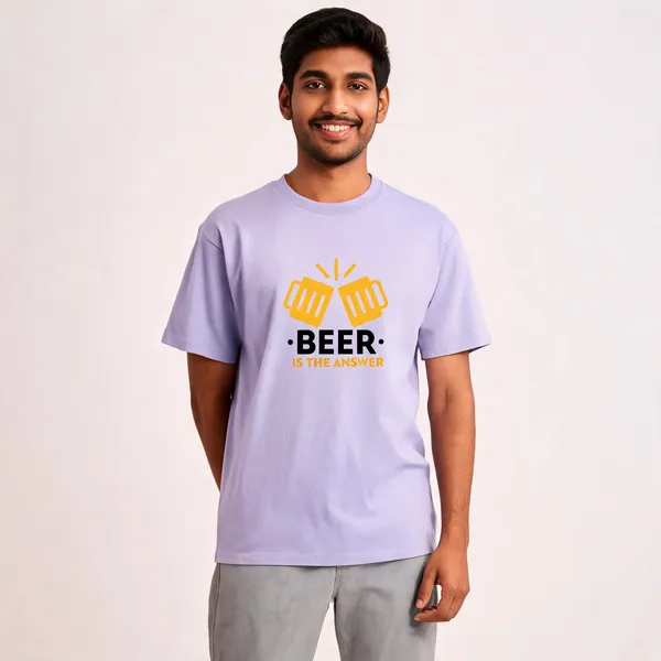 Beer_Is_The_Answer_Cotton_Graphic_Print_Round_Neck_T-Shirt