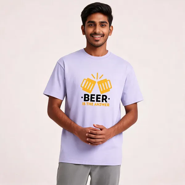 Beer_Is_The_Answer_Cotton_Graphic_Print_Round_Neck_T-Shirt