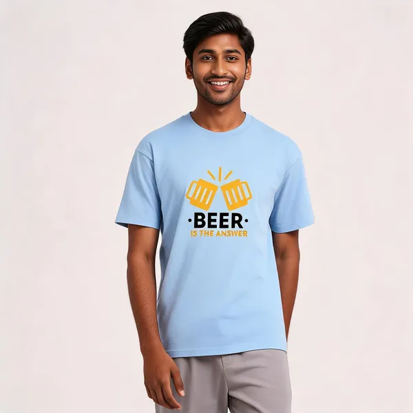 Beer_Is_The_Answer_Cotton_Graphic_Print_Round_Neck_T-Shirt