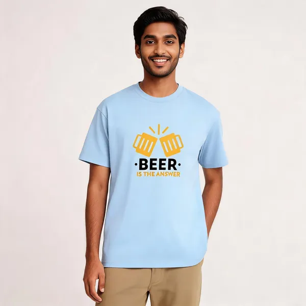 Beer_Is_The_Answer_Cotton_Graphic_Print_Round_Neck_T-Shirt
