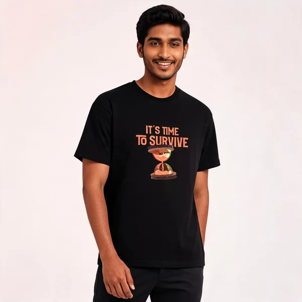 Its_Time_To_Survive_Cotton_Crew_Neck_Graphic_Print_T-Shirt