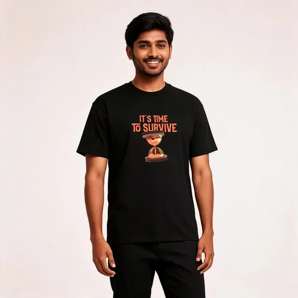 Its_Time_To_Survive_Cotton_Crew_Neck_Graphic_Print_T-Shirt