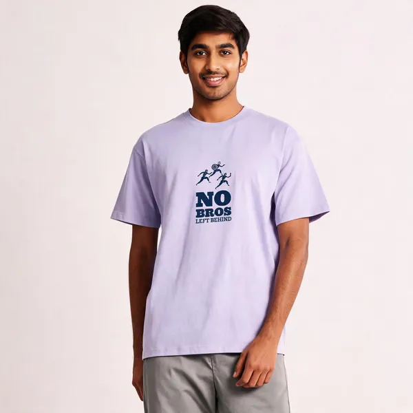 No_Bros_Left_Behind_Cotton_Graphic_Print_Round_Neck_T-Shirt