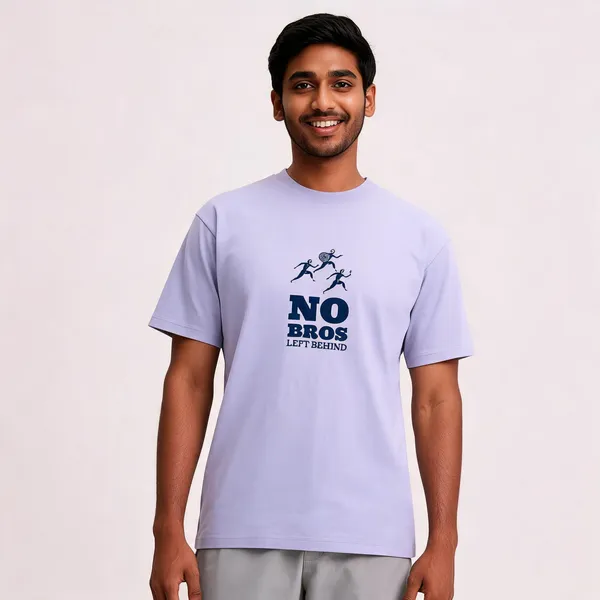 No_Bros_Left_Behind_Cotton_Graphic_Print_Round_Neck_T-Shirt