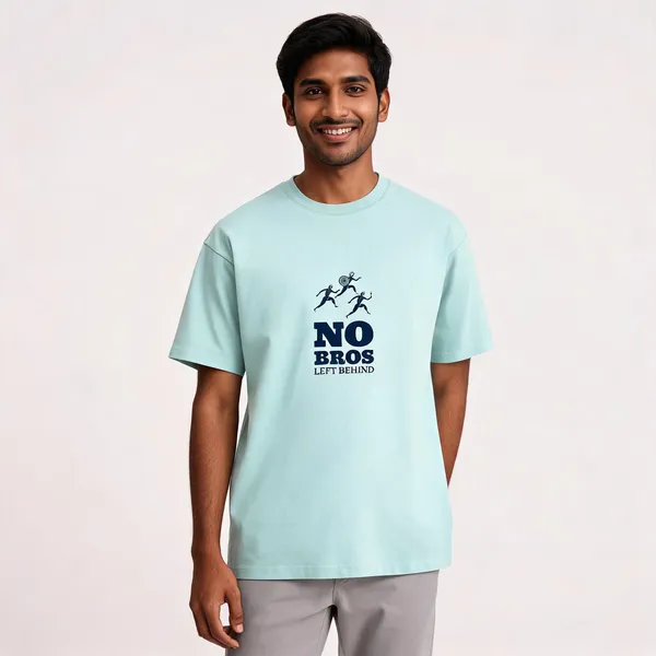 No_Bros_Left_Behind_Cotton_Graphic_Print_Round_Neck_T-Shirt